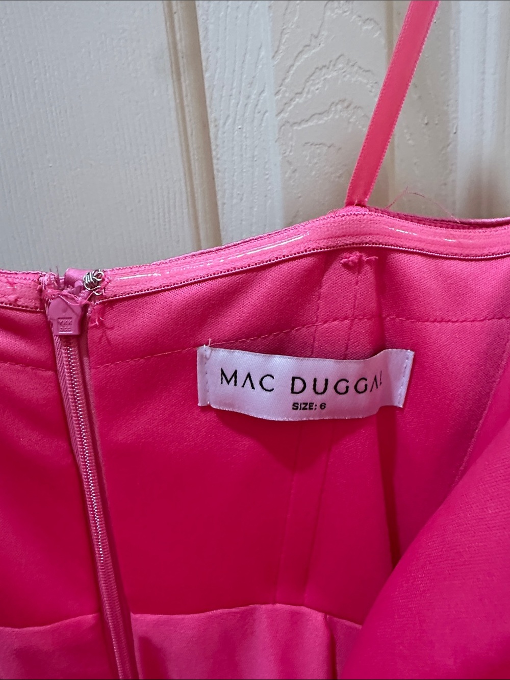 MacDuggal Bright Pink Bow Strapless Gown - Picture 5 of 5